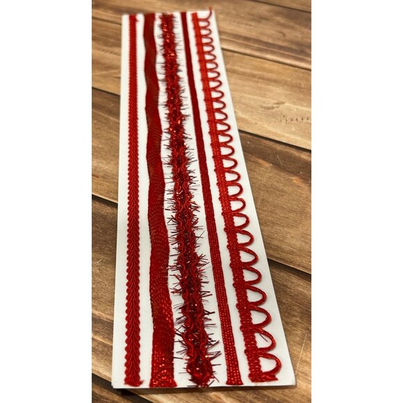 RED Timeless Christmas CRAFT SCRAPBOOK Trim Borders 5 1FT PIECES LACEY 486456 - Picture 1 of 4